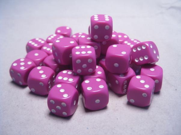 Chessex Dice Sets: Light Purple/White Opaque 12mm d6 (36)