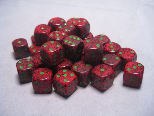 Chessex Dice Sets: Strawberry Speckled 12mm d6 (36)