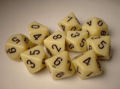 Chessex Dice Sets: Ivory/Black Opaque d10 Set (10)