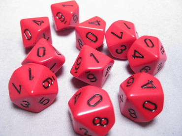 Chessex Dice Sets: Red/Black Opaque d10 Set (10)