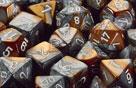 Chessex Dice Sets: Copper-Steel/White Gemini d10 Set (10)