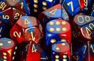 Chessex Dice Sets: Blue-Red/Gold Gemini d10 Set (10)