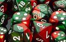 Chessex Dice Sets: Green-Red/White Gemini d10 Set (10)