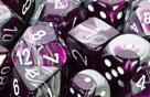 Chessex Dice Sets: Purple-Steel/White Gemini d10 Set (10)