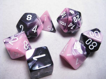 Chessex Dice Sets: Black-Pink/White Gemini Polyhedral 7-Die Set
