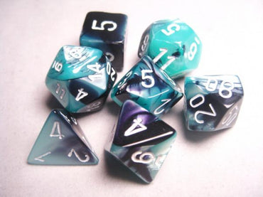 Chessex Dice Sets: Gemini Black-Shell/White Polyhedral 7-Die Set