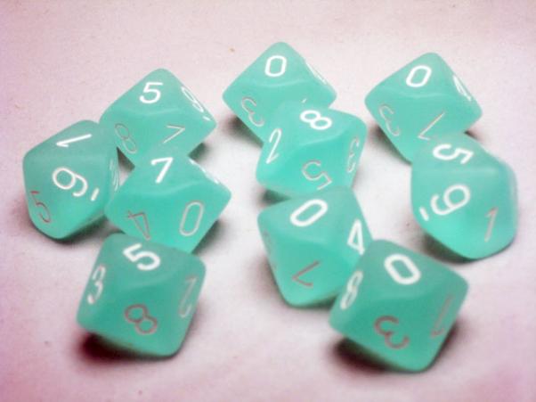 Chessex Dice Sets: Teal/White Frosted d10 Set (10)