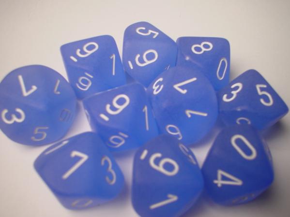 Chessex Dice Sets: Blue/White Frosted d10 Set (10)