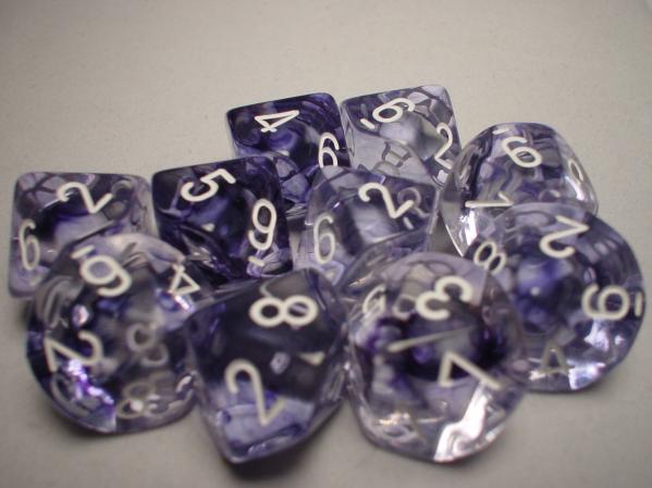 Chessex Dice Sets: Black/White Nebula d10 Set (10)