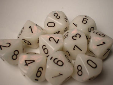 Chessex Dice Sets: White/Black Mother of Pearl d10 Set (10)