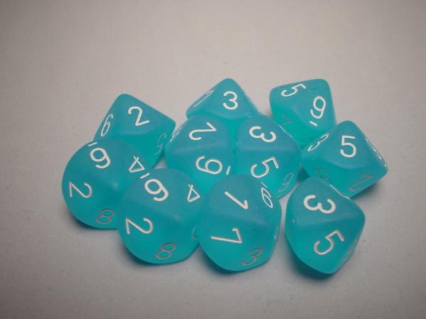 Chessex Dice Sets: Caribbean Blue/White Frosted d10 Set (10)