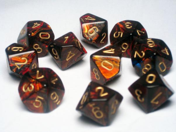 Chessex Dice Sets: Blue Blood/Gold Scarab d10 Set (10)