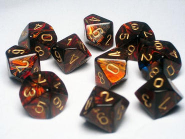 Chessex Dice Sets: Blue Blood/Gold Scarab d10 Set (10)