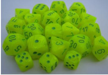 Chessex Dice Sets: Menagerie Electric Yellow/Green Vortex  Poly d10 Set (10)