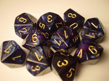 Chessex Dice Sets: Royal Blue/Gold Scarab d10 Set (10)