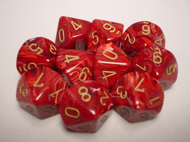 Chessex Dice Sets: Burgundy/Gold Vortex d10 Set (10)