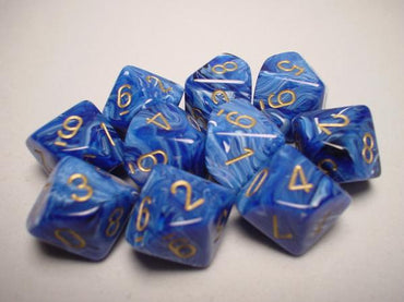 Chessex Dice Sets: Blue/Gold Vortex d10 Set (10)