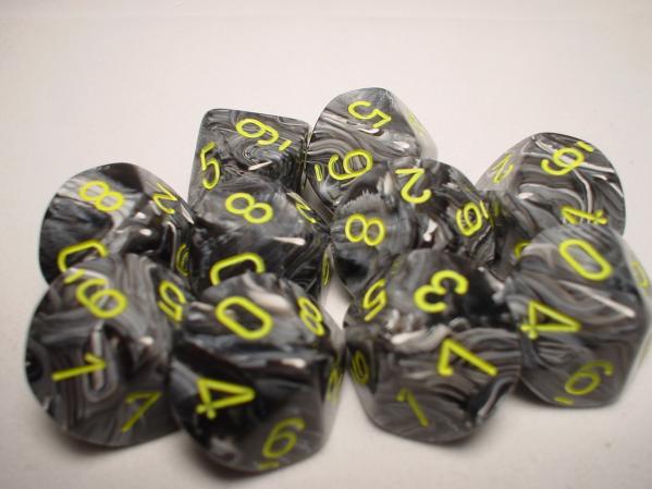 Chessex Dice Sets: Black/Gold Vortex d10 Set (10)