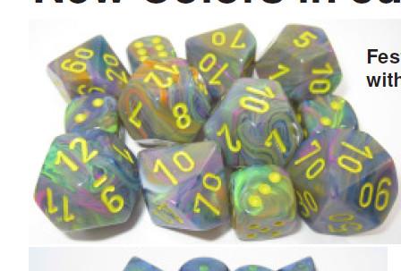 Chessex Dice Sets: Menagerie Vibrant/ Brown Festive Poly d10 Set (10)