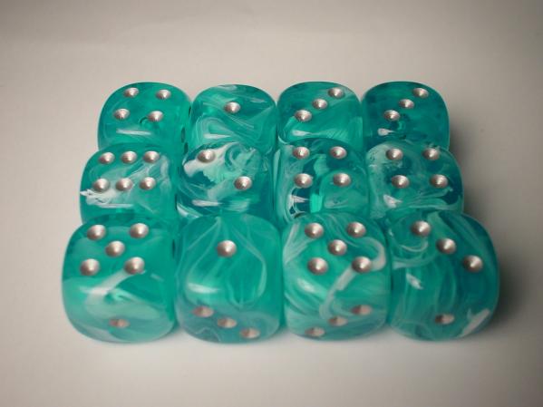 Chessex Dice Sets: Aqua/Silver Cirrus d10 Set (10)