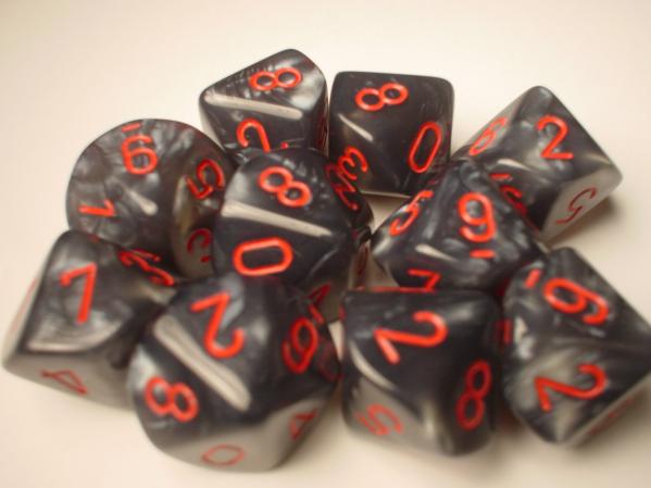 Chessex Dice Sets: Black/Red Velvet d10 Set (10)