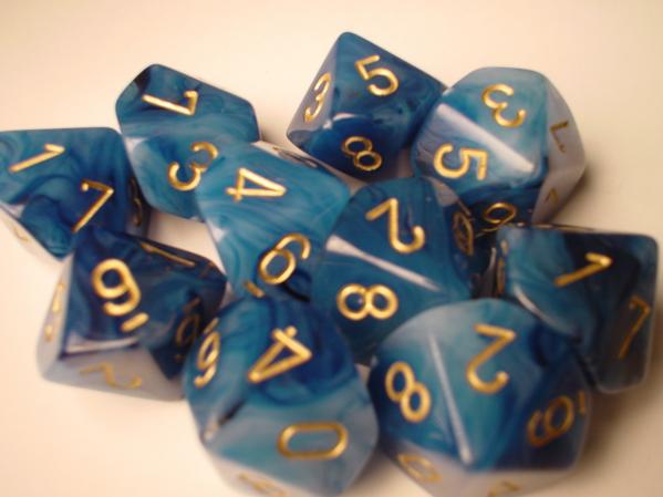 Chessex Dice Sets: Teal/Gold Phantom d10 Set (10)