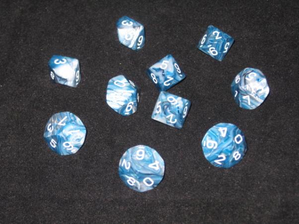 Chessex Dice Sets: Slate/White Lustrous d10 Set (10)