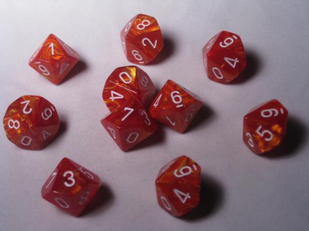 Chessex Dice Sets: Bronze/White Lustrous d10 Set (10)