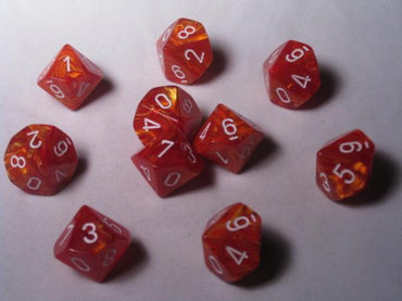 Chessex Dice Sets: Bronze/White Lustrous d10 Set (10)