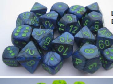 Chessex Dice Sets: Lustrous Dark Blue/Green Menagerie 8 Poly d10 Set (10)