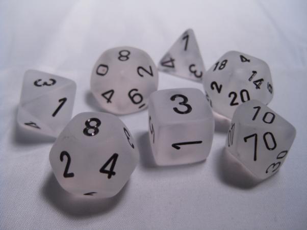 Chessex Dice Sets: Clear/Black Frosted Polyhedral 7-Die Set