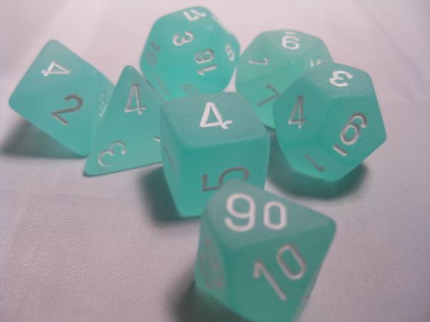 Chessex Dice Sets: Teal/White Frosted Polyhedral 7-Die Set