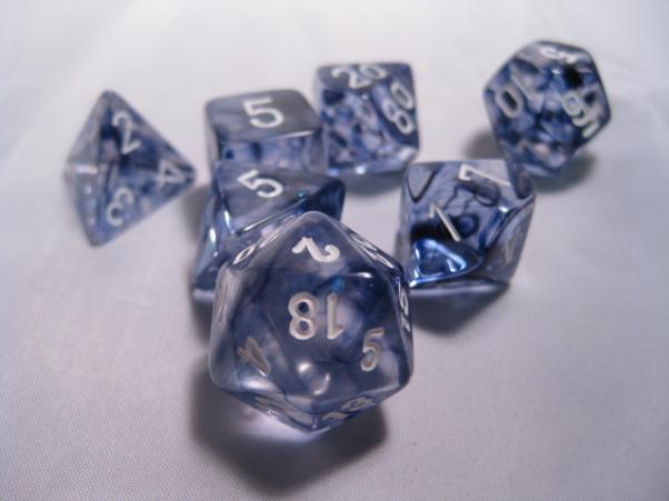 Chessex Dice Sets: Black/White Nebula Polyhedral 7-Die Set