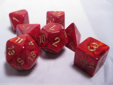 Chessex Dice Sets: Scarlet/Gold Scarab Polyhedral 7-Die Set