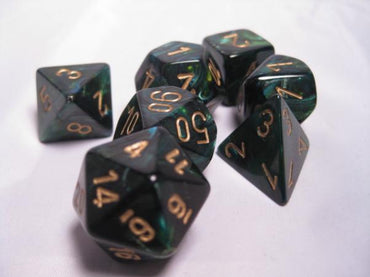 Chessex Dice Sets: Jade/Gold Scarab Polyhedral 7-Die Set