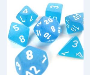 Chessex Dice Sets: Caribbean Blue/White Frosted Polyhedral 7-Die Set