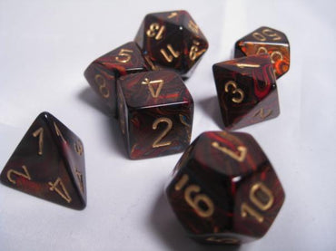 Chessex Dice Sets: Blue Blood/Gold Scarab Polyhedral 7-Die Set
