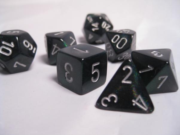 Chessex Dice Sets: Smoke/Silver Borealis Polyhedral 7-Die Set