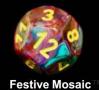 Chessex Dice Sets: Festive Mosaic/yellow Poly 7-Die Set (7)
