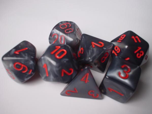 Chessex Dice Sets: Black/Red Velvet Polyhedral 7-Die Set