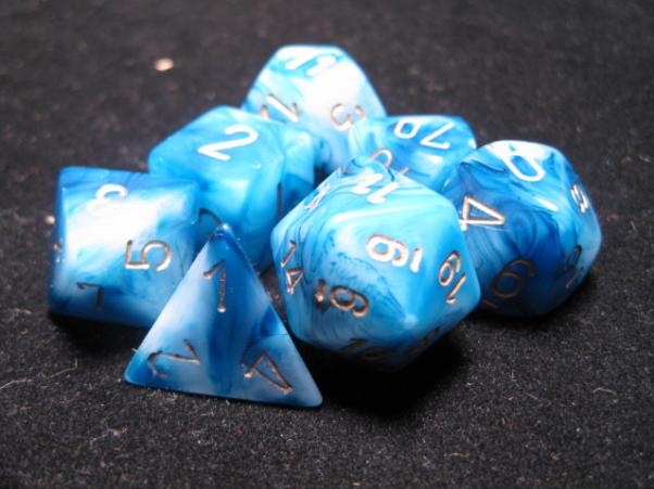 Chessex Dice Sets: Phantom Teal/Gold Poly 7-Dice Set