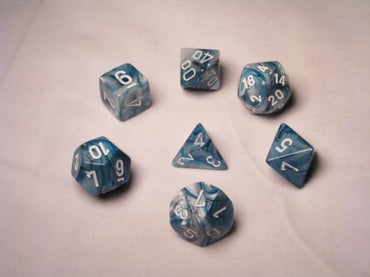 Chessex Dice Sets: Slate/White Lustrous Polyhedral 7-Die Set