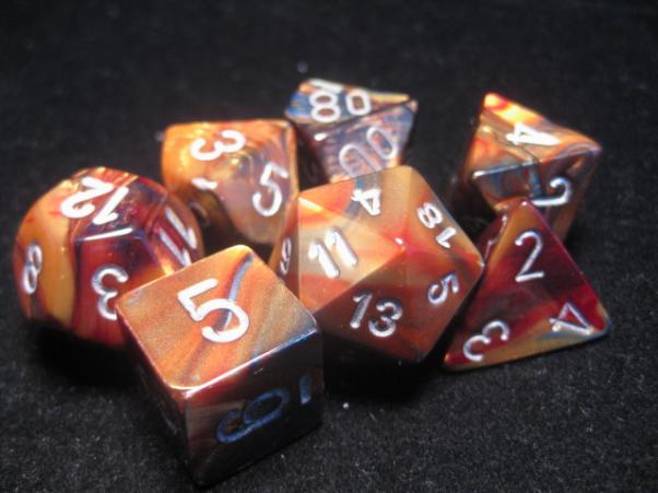 Chessex Dice Sets: Gold/Silver Lustrous Polyhedral 7-Die Set