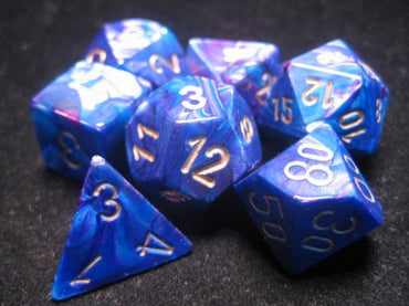 Chessex Dice Sets: Purple/Gold Lustrous Polyhedral 7-Die Set