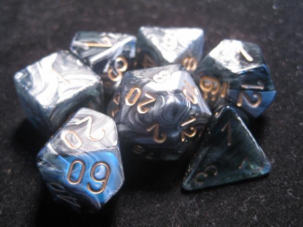 Chessex Dice Sets: Black/Gold Lustrous Polyhedral 7-Die Set