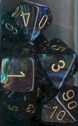 Chessex Dice Sets: Shadow/Gold Lustrous Polyhedral 7-Die Set