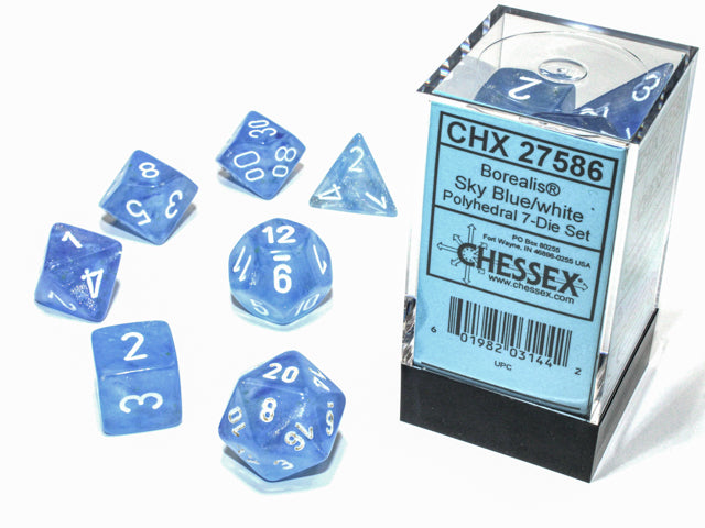 Borealis Polyhedral Sky Blue/white 7-Die Set