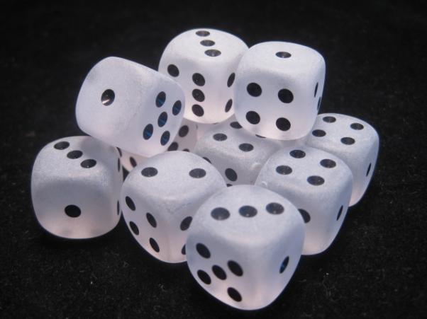 Chessex Dice Sets: Clear/Black Frosted 16mm d6 (12)