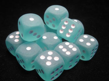 Chessex Dice Sets: Teal/White Frosted 16mm d6 (12)