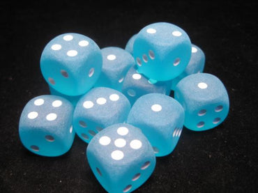 Chessex Dice Sets: Carribean Blue/White Frosted 16mm d6 (12)